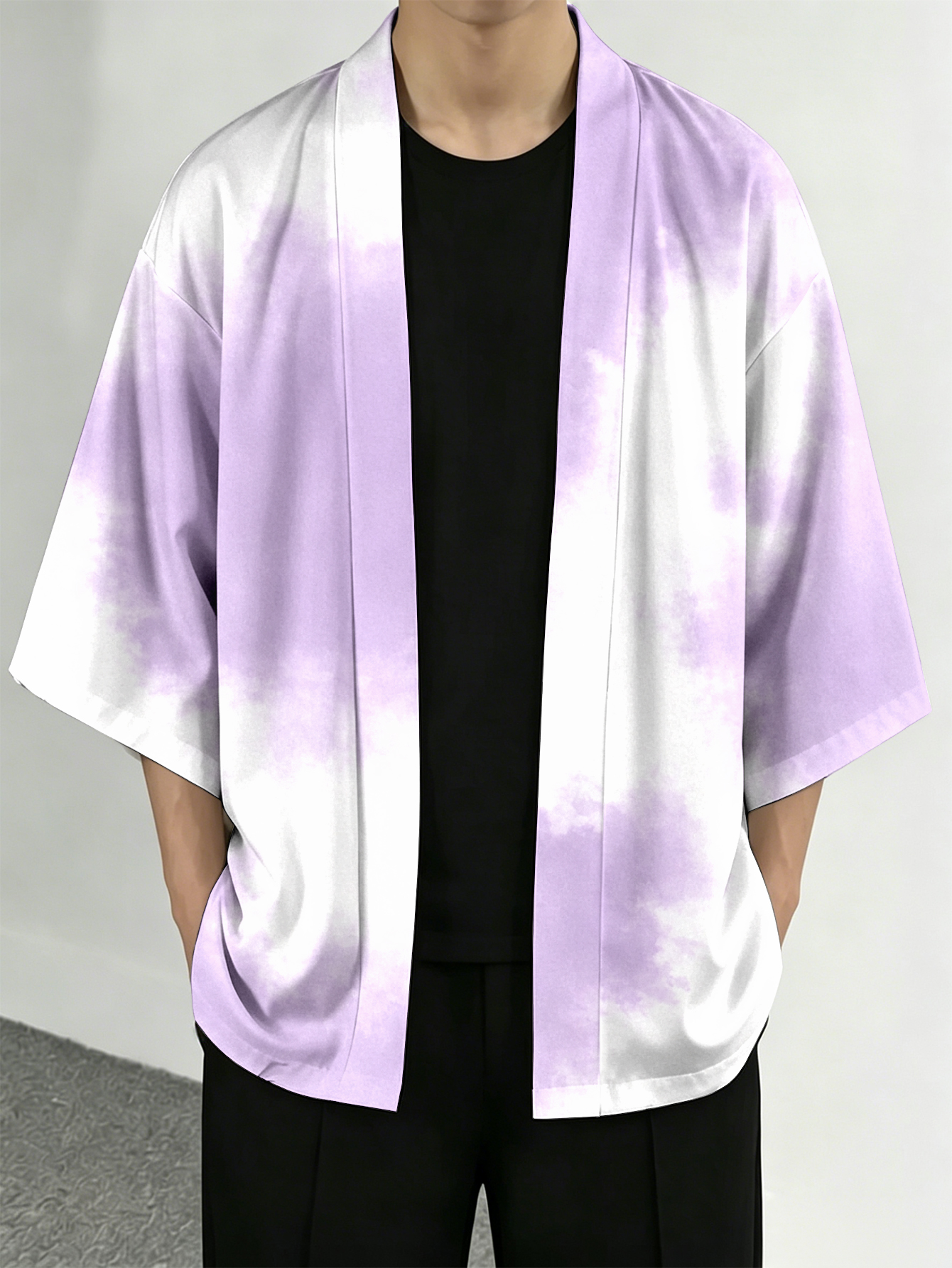 Street Fashion Kimono - Men's casual top Light Purple Gradient