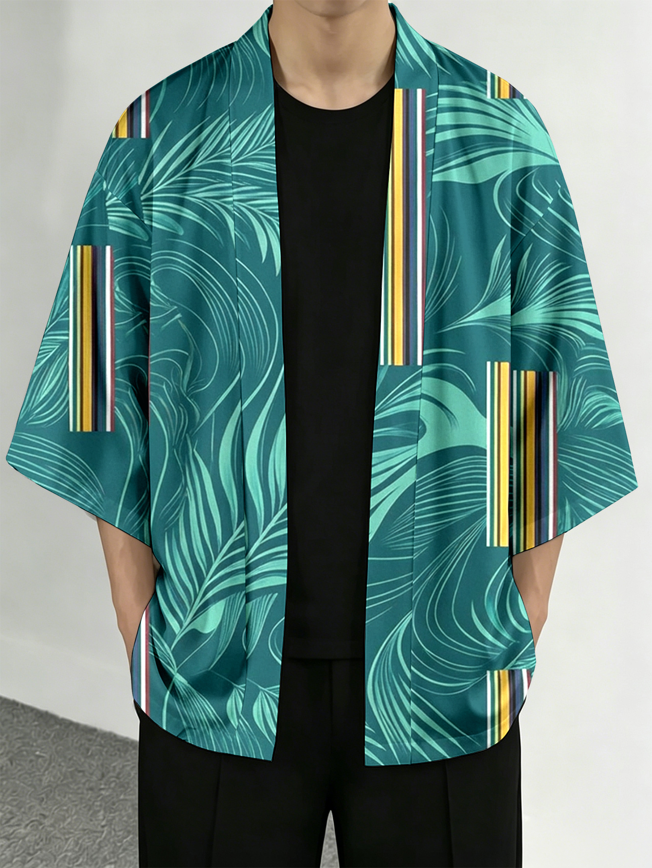 Men's casual top Tropical Leaf - Street Fashion Kimono reseña y precio