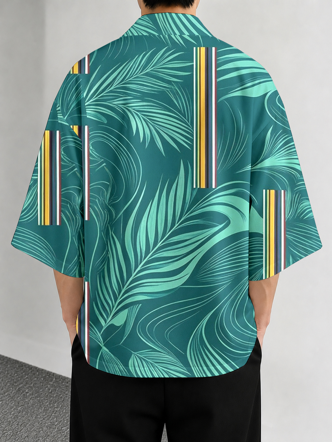 Men's casual top Tropical Leaf - Street Fashion Kimono reseña y precio
