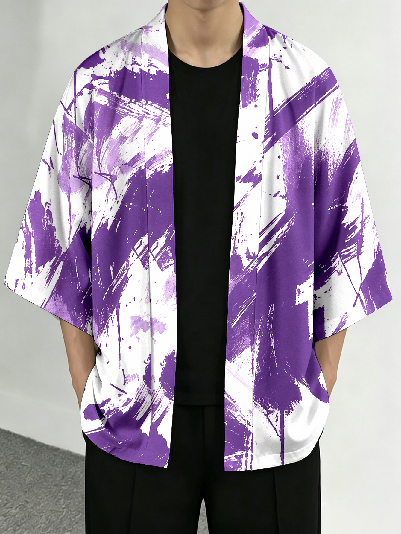 Men's casual top Purple Brushs - Street Fashion Kimono reseña y precio