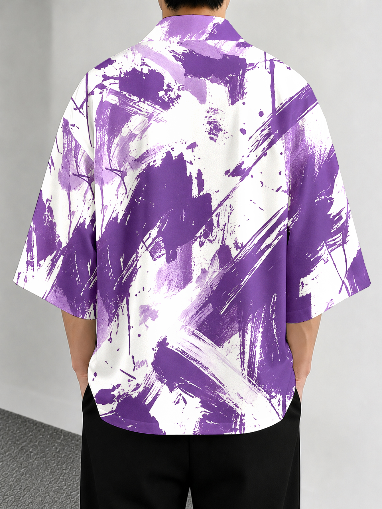 Men's casual top Purple Brushs - Street Fashion Kimono reseña y precio