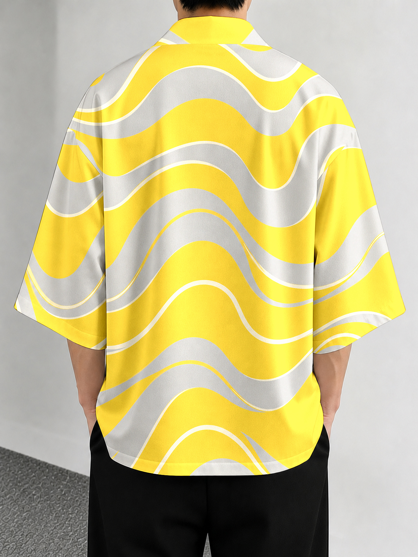 Men's casual top Wave Pattern  - Street Fashion Kimono reseña y precio