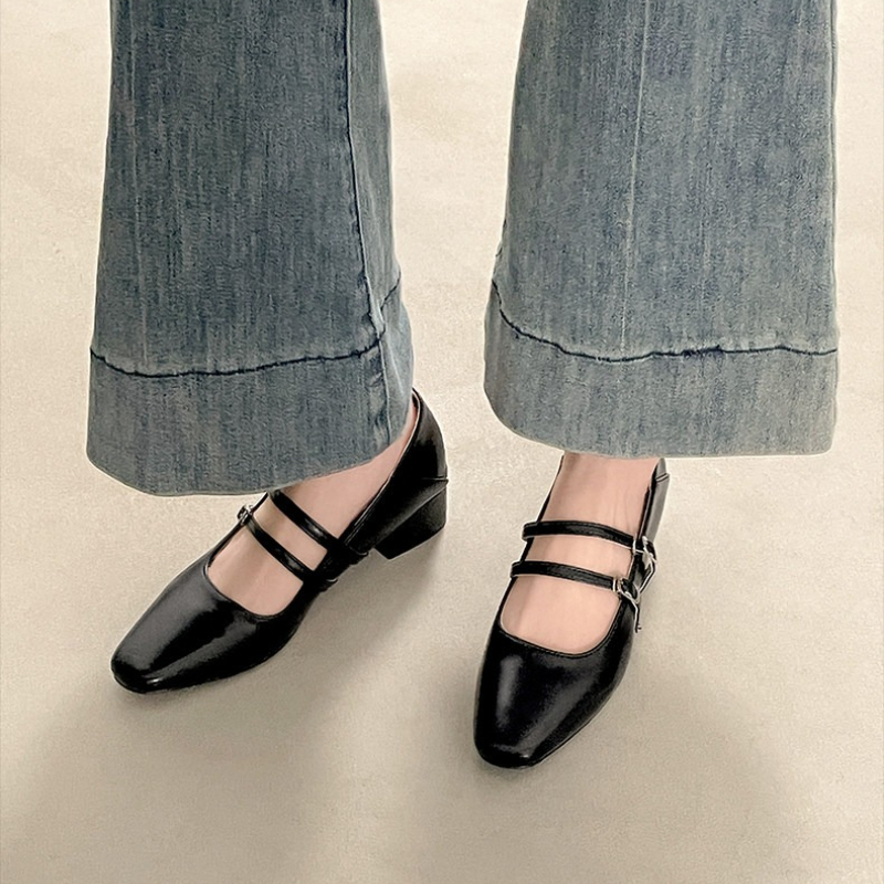 Square Toe Low Heel Women Silv - Street Fashion Style reseña y precio