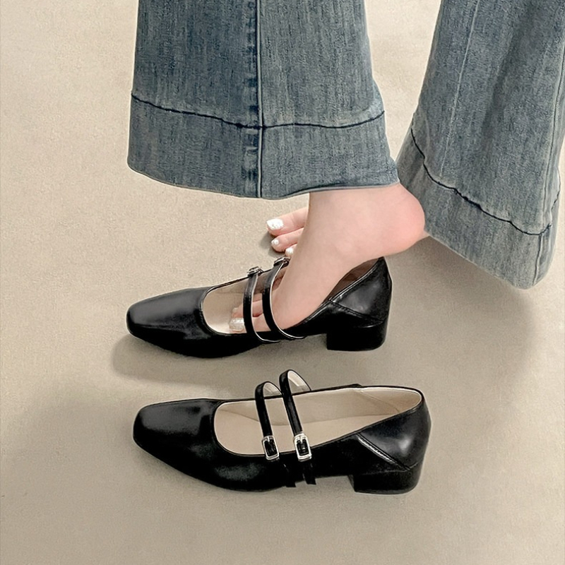 Square Toe Low Heel Women Silv - Street Fashion Style reseña y precio
