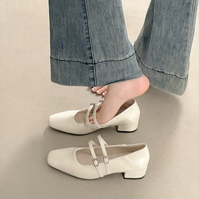 Square Toe Low Heel Women Silv - Street Fashion Style reseña y precio