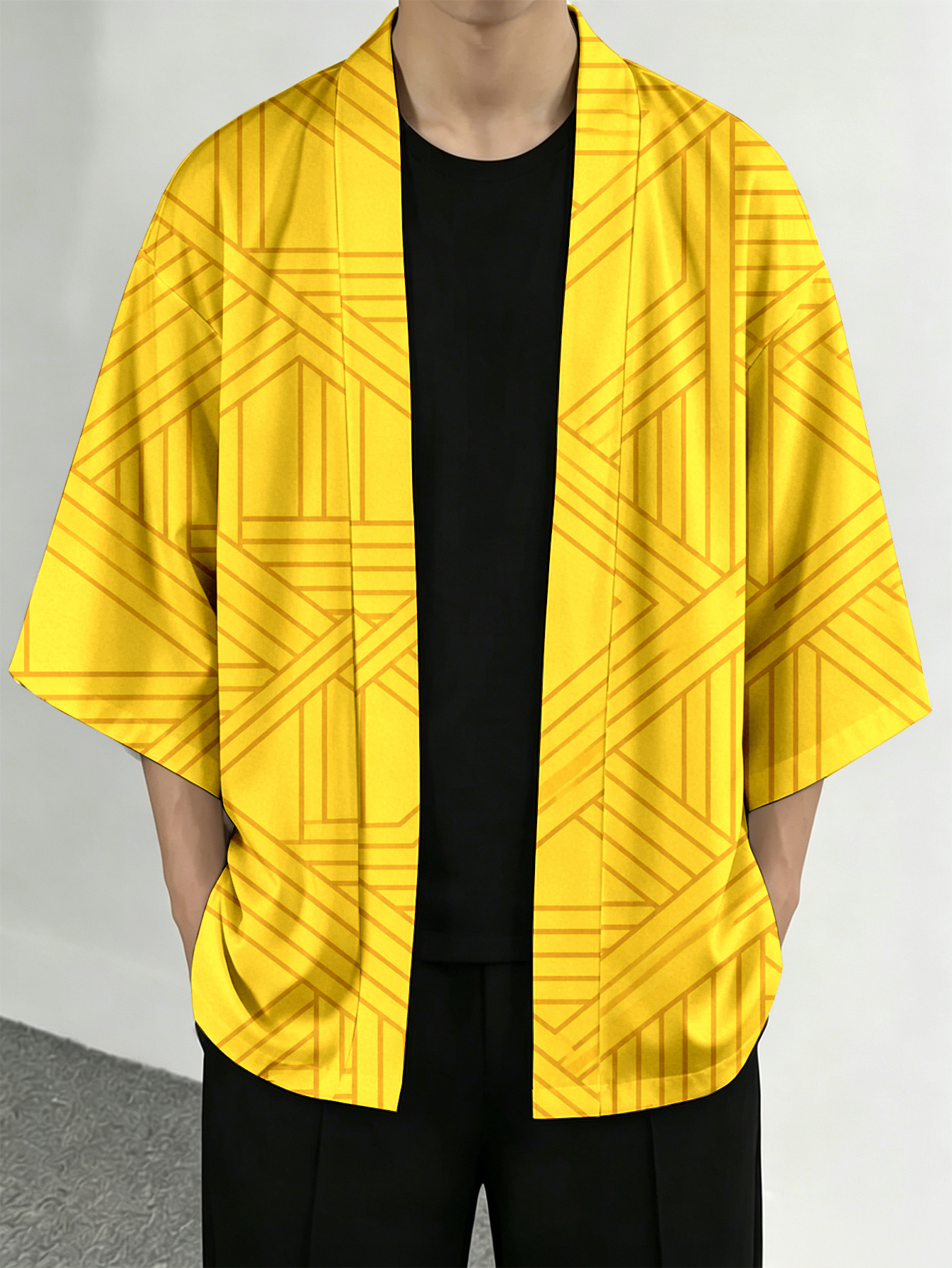 Men's casual top  Geometric Ye - Street Fashion Kimono reseña y precio