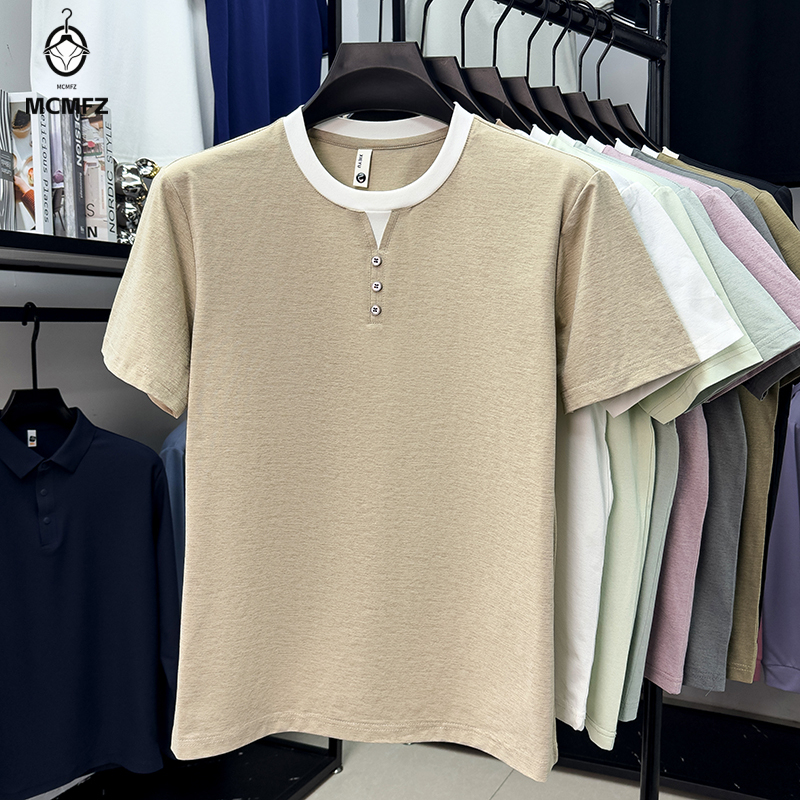 Men Casual Short Sleeve Henley - Street Fashion Style reseña y precio