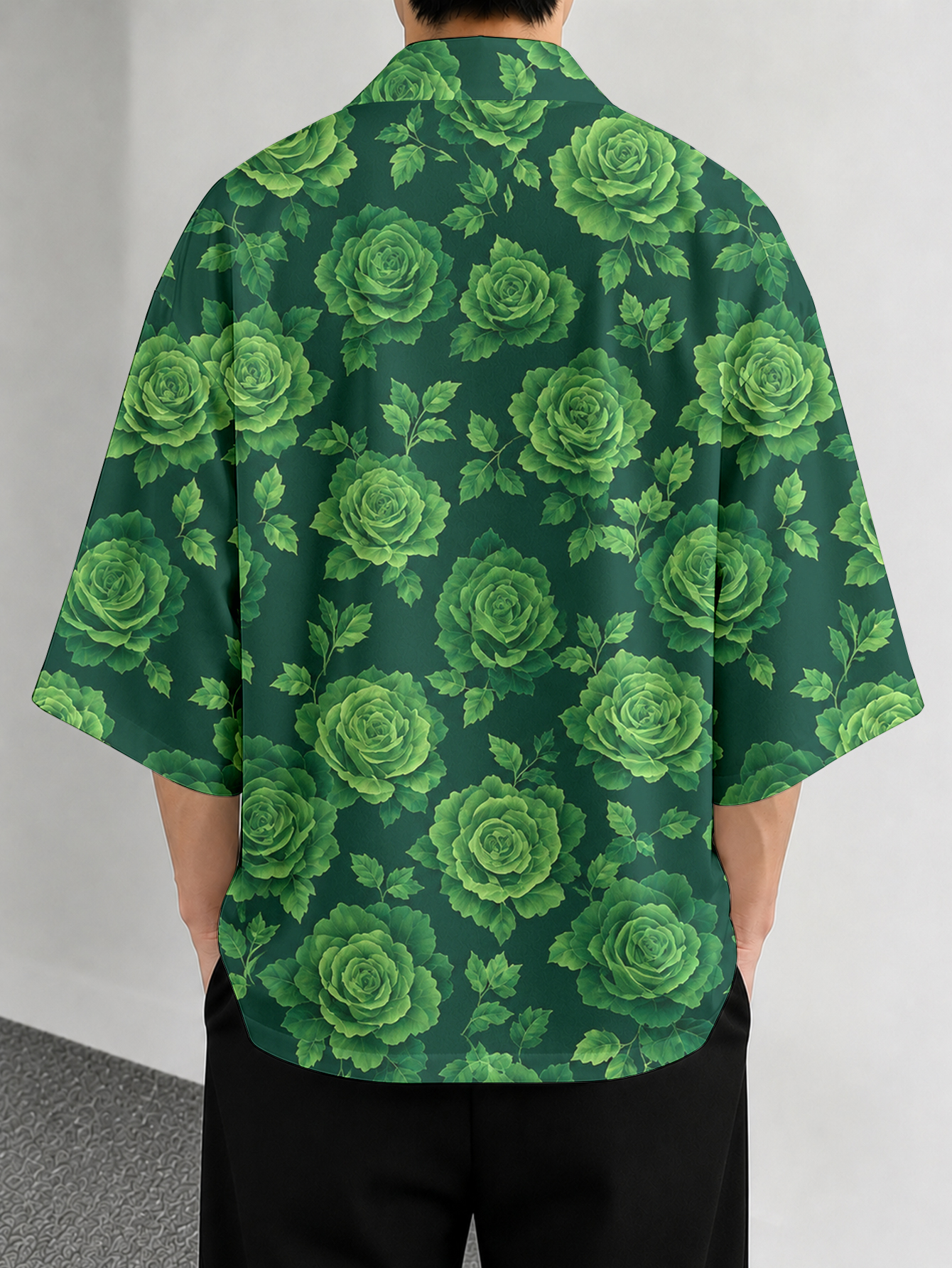 Men's casual top Green Rose Le - Street Fashion Kimono reseña y precio