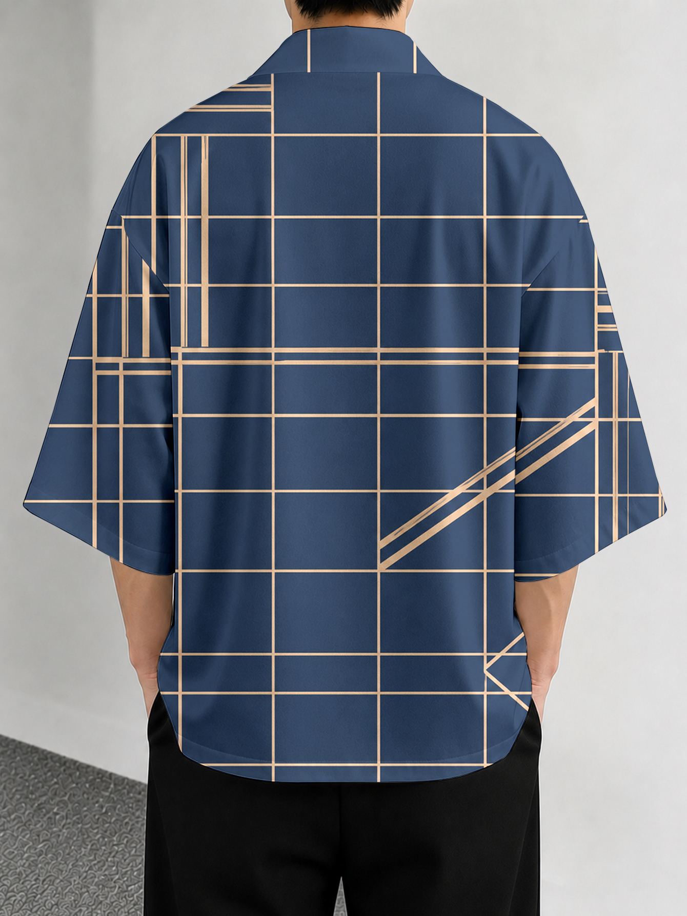 Men's casual top Geometric Gri - Street Fashion Kimono reseña y precio